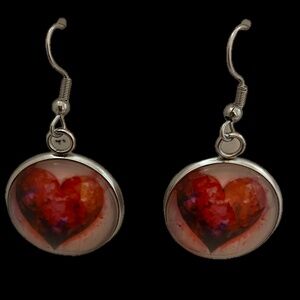 Handmade Red Valentine Hearts Dangle Earrings